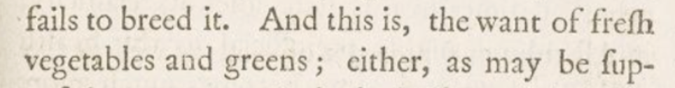 Lind on the lack of fresh vegetables causing scurvy